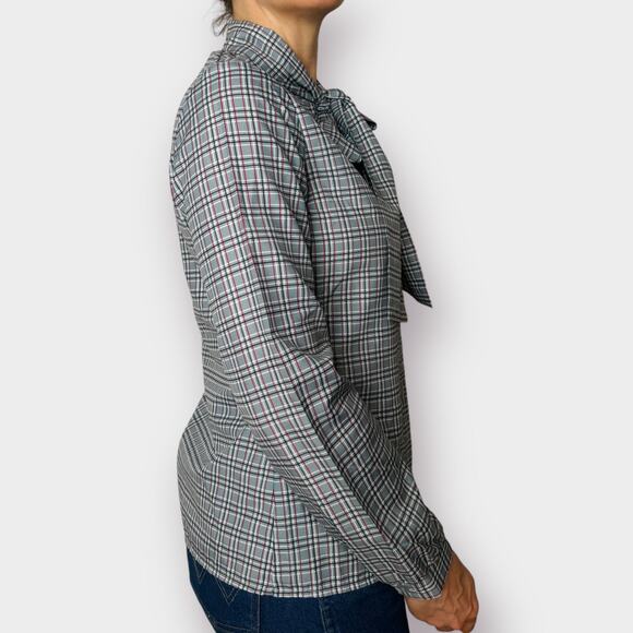 Vintage 70s The Branch Plaid blouse with‎ Bow - Picture 5 of 6